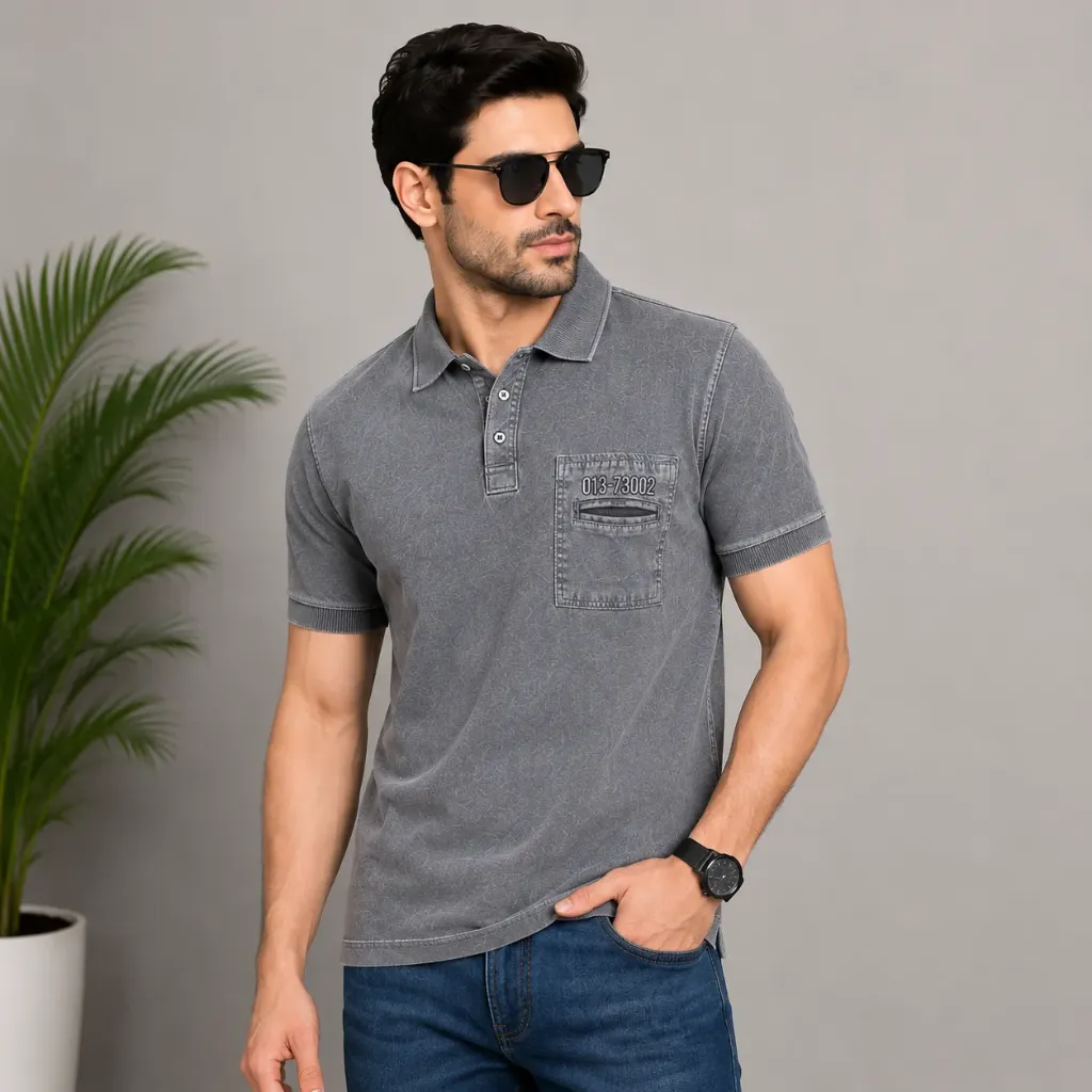 Men’s Charcoal Grey Polo T-Shirt (S)